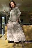 Paloma Bubble Hem Midi Skirt Stone